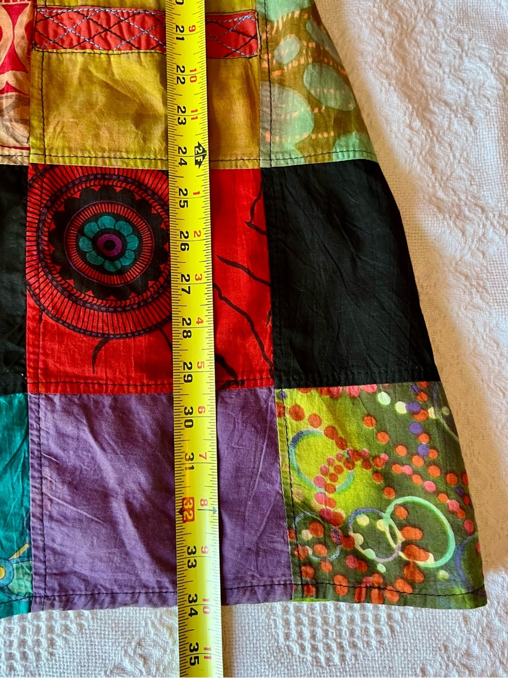 Sleeveless Patchwork Multi-Color A-Line Dress Made in Nepal - Picture 6 of 8